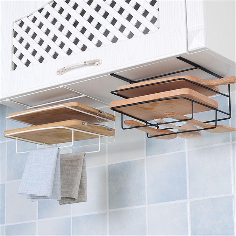 Hot Kitchen Double Layer towel rack hanging holder Cabinets Shelf Chopping Board Storage Rack Hanger Shelf Kitchen Accessories