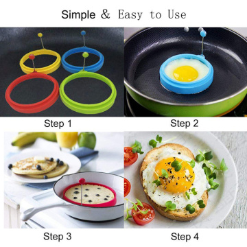 Silicone Pancake Maker Nonstick Fried Egg Mold with Handle Round Pancake Molds Eggs Frying Mould Kitchen Tools Cooking Gadgets