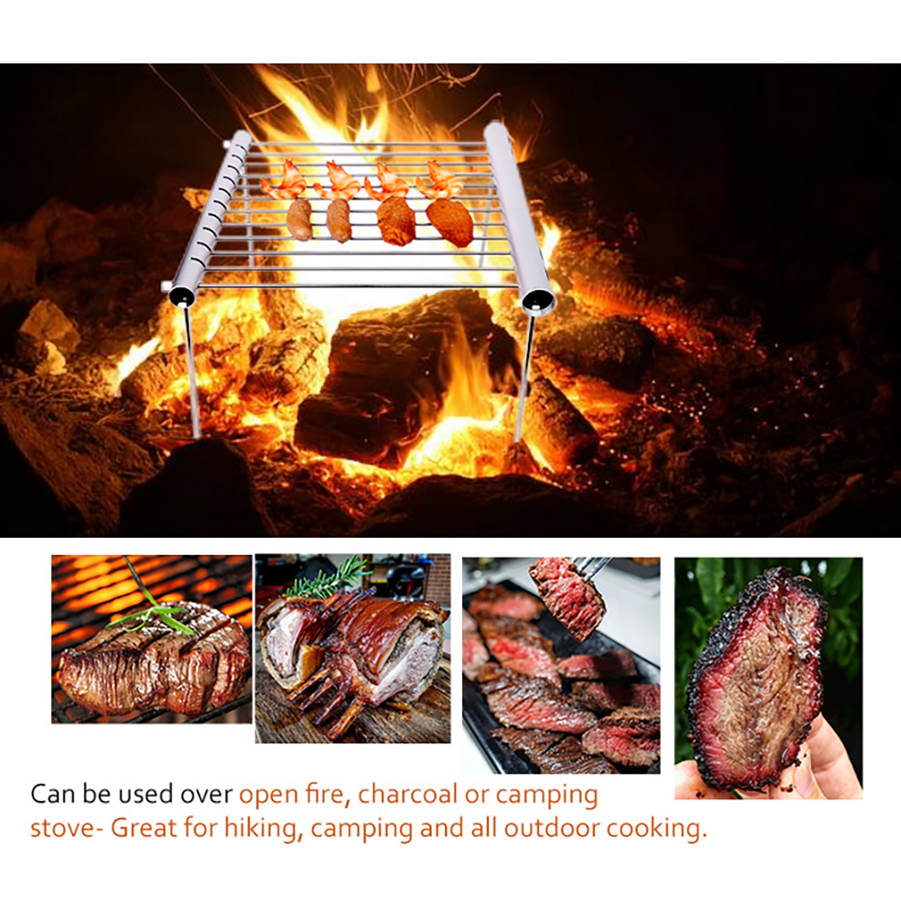 Camping BBQ Grill Mini Pocket Campfire Barbecue Grill Portable Outdoor BBQ Rack Wire Meshes Household Friends Gather Barbecue