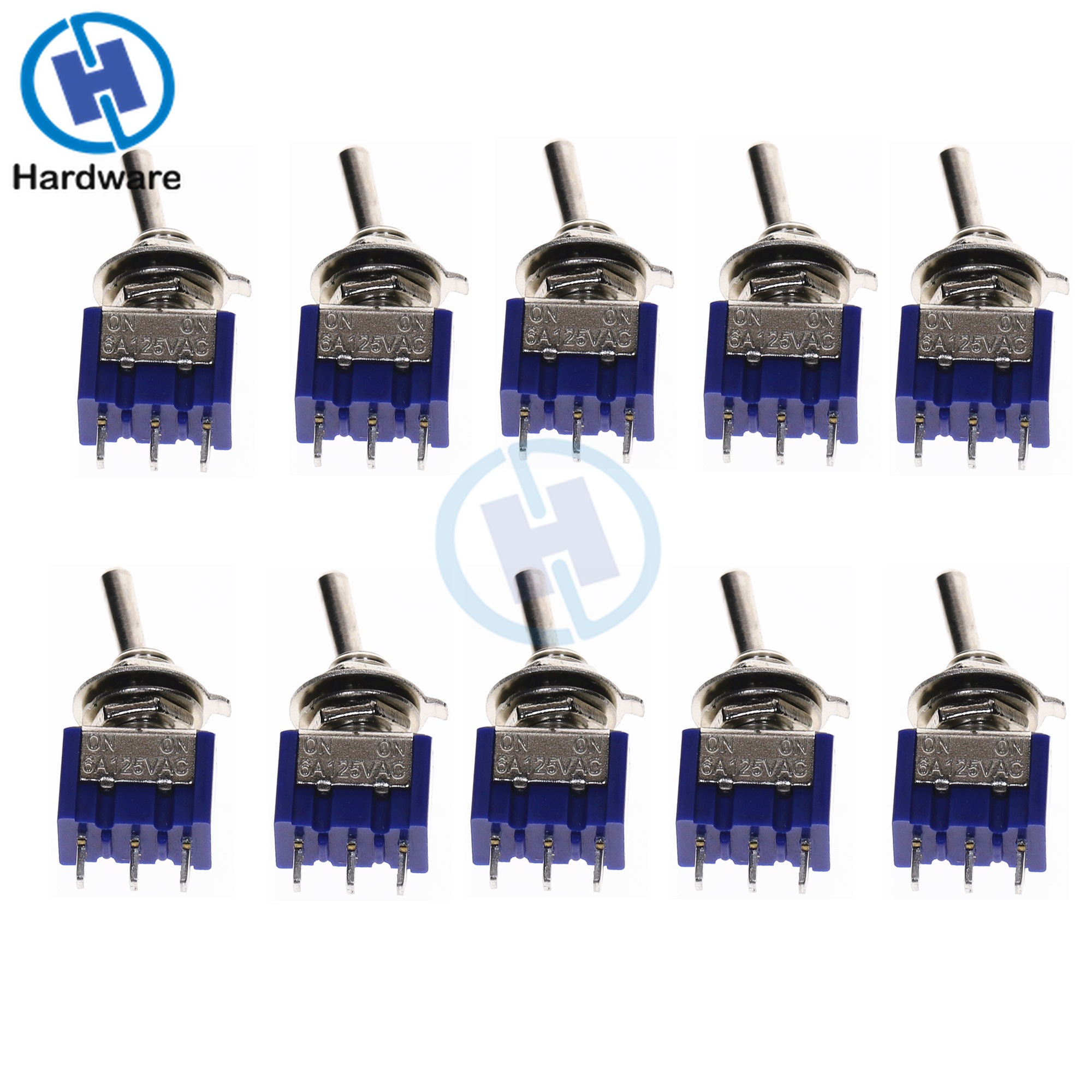 10PC/5PC Miniature Toggle Switch Single Pole Double Throw SPDT (MTS102) ON-ON 120VAC 6A 1/4 Inch Mounting MTS-102