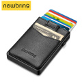 New Bring Aluminum Card Holder Wallet with Outside Pocket Mini RFID Blocking Automatic Pop up Bank Card Case Organizer Purse Bag