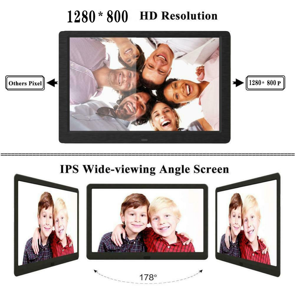 1280×800 HD Digital Picture Frame 10 inch Electronic Digital Photo Frame IPS Display with HU Motion Sensor 1080P 720P Video