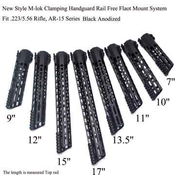 TriRock 7/9/10/11/12/13.5/15/17'' inch New Design M-lok Clamping Handguard Rail Free Float Picatinny Mount System_Black .223
