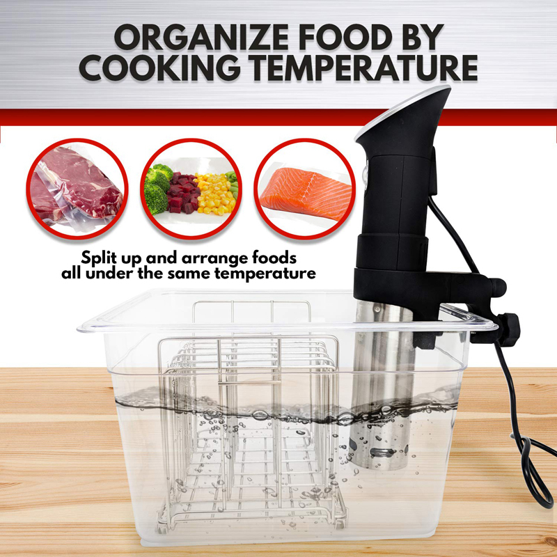 11L Sous Vide Cooker Containers Stainless Steel Sous Vide Rack Detachable Dividers Separator for Immersion Circulators