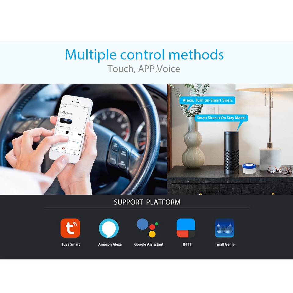 Wireless alarm siren kits security system auto-dial works for smart life app control compatible alexa google home