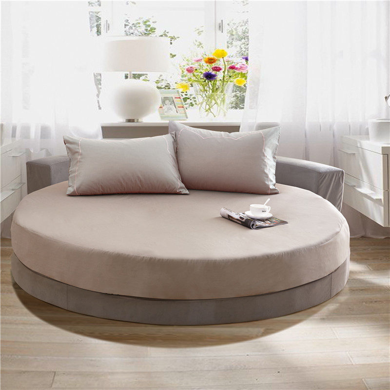100% Cotton Round Fitted Sheet Romantic Solid Color Round Bed Sheet Bedding Set Mattress Cover Topper 200cm 220cm Themed Hotel