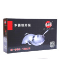 0% 32cm Stainless Steel Woks non-stick No Lampblack Non-coating with Cover Kitchen Cookware Use for Induction Cooker Gas