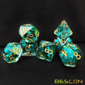 Bescon Dense-Core Polyhedral Dice Set of Sea Blue, RPG 7-dice Set in Brick Box Packing