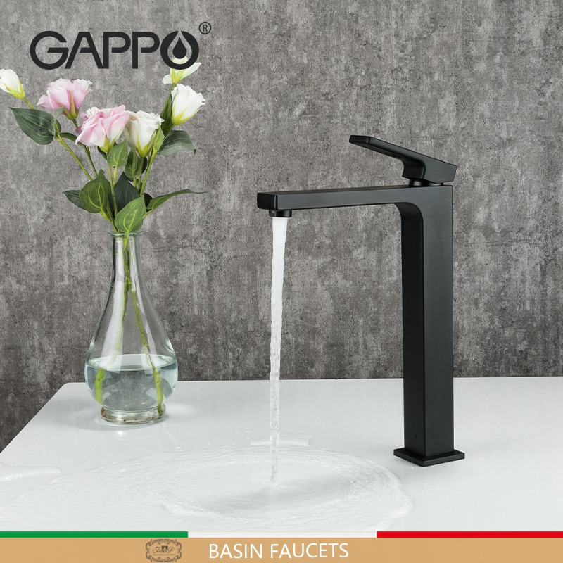 GAPPO Black Tall Basin Faucet Slim Bathroom Washbasin Water Mixer Tap Chrome Hot Cold Water Bathroom Sink Faucet Tap G1017-62
