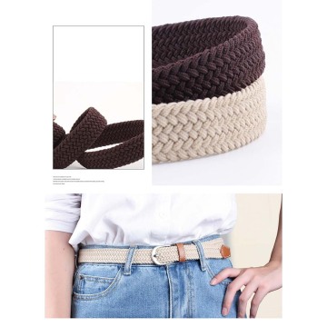 Knitted Pin Buckle Belt Woven Canvas Elastic Stretch Belts Plain Webbing Fashion 100-120cm Belts For Men/Women
