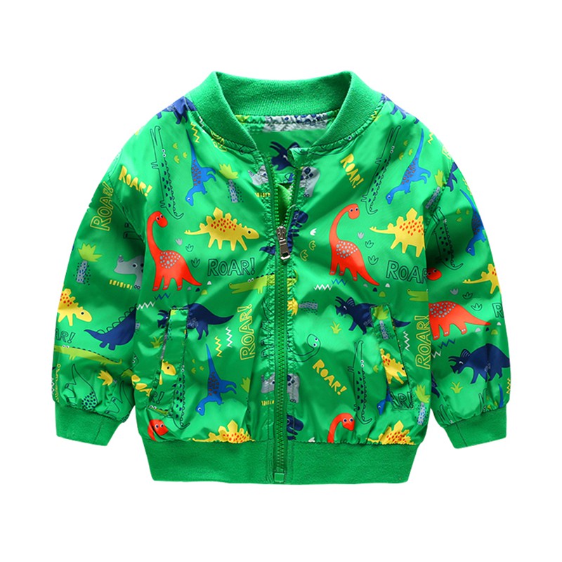 CROAL CHERIE 80-130cm O-Neck Kids Boys Jacket Navy Green 2018 Spring Dinosaur Printing Children Clothes Girls Coat Outerwear (2)