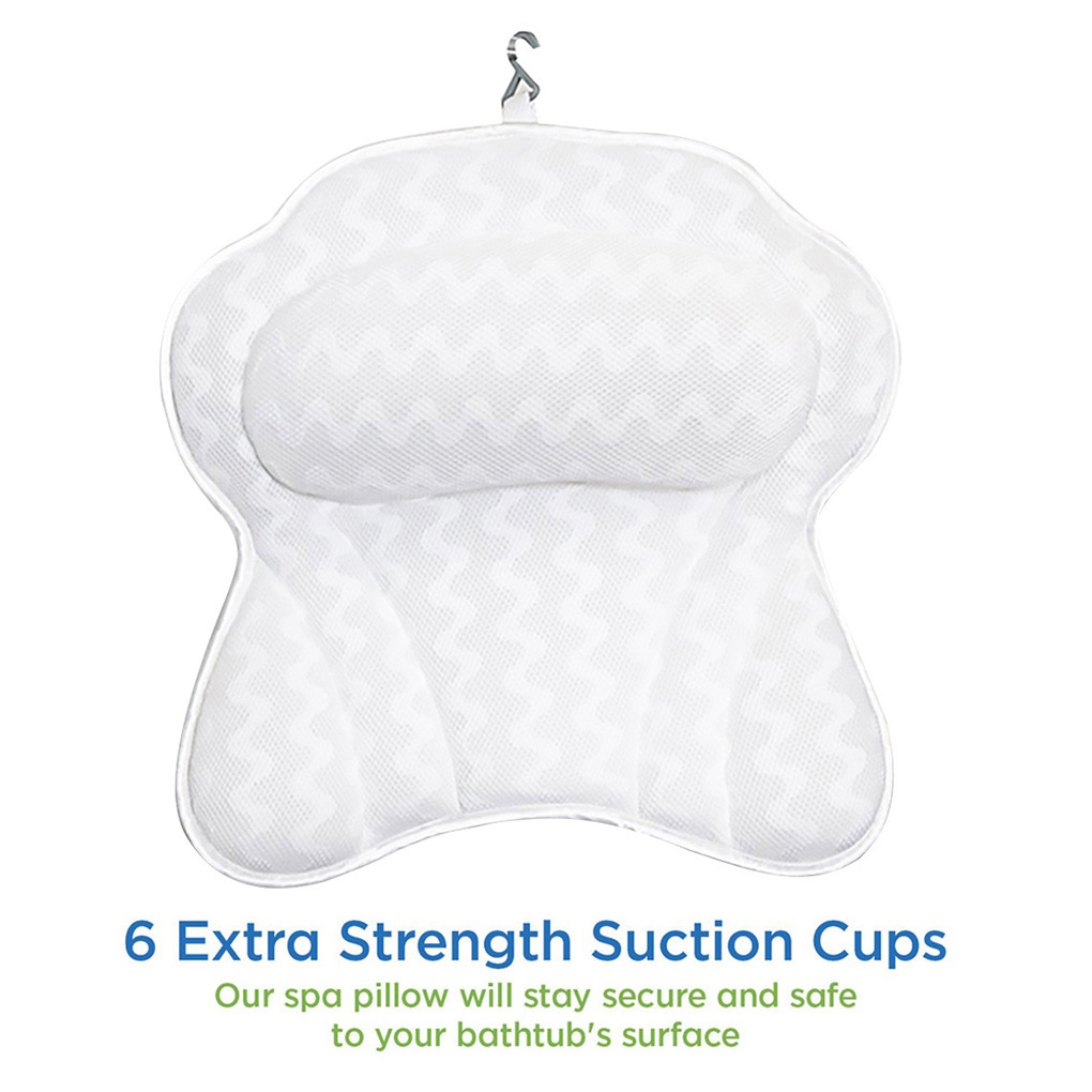 Neck Comfort Bathtub Pillow Suction Cup Air Mesh Head Neck Back Shoulder Support Shower 3D Ventilation SPA Bathtub Pillow