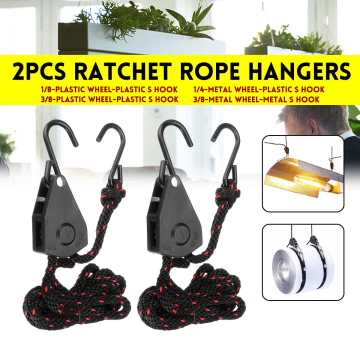 2Pcs Adjustable Light Lifters Hangers Rope Ratchet Lights Lifters Reflector Led Grow Zinc Alloy Ho Plastic Pulley