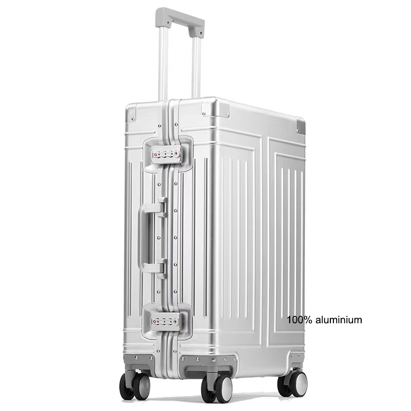 Carrylove 20"24"26"29" inch aluminum trolley suitcase waterproof metallic cabin luggage trolly bag with wheels