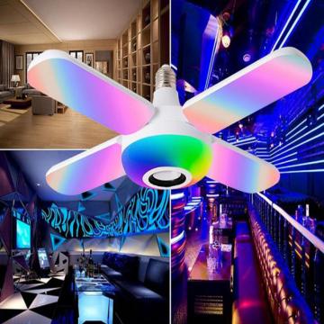 2020 NEW 4Leaves RGB Bluetooth Music Lamp 50W E27 Deformed Bulb Lamp Remote Control Smart Electronics Garage Light Work Light