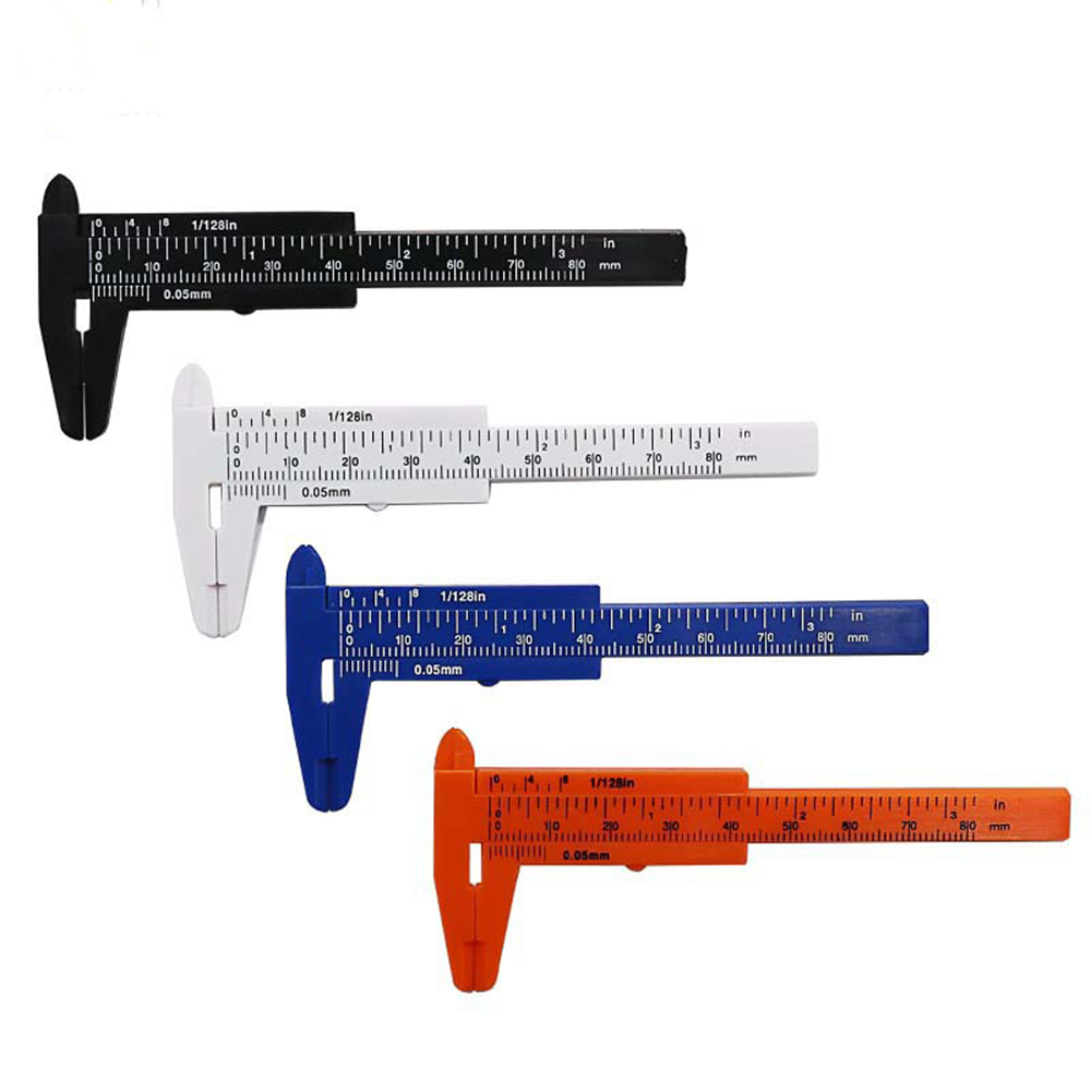 1Pcs 0-80mm Double Rule Scale Plastic Vernier Caliper Measuring Student Mini Tool Ruler