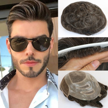 Natural Human Hair Mens Toupee French Lace Front Hair Replacement System Fine Mono Hairpieces Wigs for Men