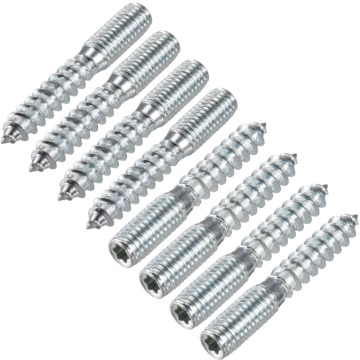 Uxcell 8Pcs M8 M6 M10 Carbon Steel Double Headed Bolt Screw Hanger Bolt Self-Tapping Screw for Furniture Blue White Zinc Plated