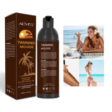 Long Lasting Bronze Fake Tan Body Lotion Mousse for Day Tanning Sun Block Makeup Foundation Body Nourishing Skin