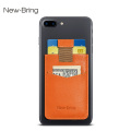 NewBring Ultra Slim Genuine Leather Universal Back ID Card Holder For Phone Business Credit Pocket 3M Adhesive Case Sticker