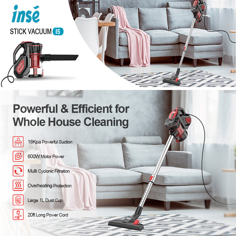 INSE 18Kpa I5 Vacuum Cleaner Power Suction Car Vacuum Cleaner Vertical Clean Vacuum Cleaner Handheld Sweeper Mopping Machine