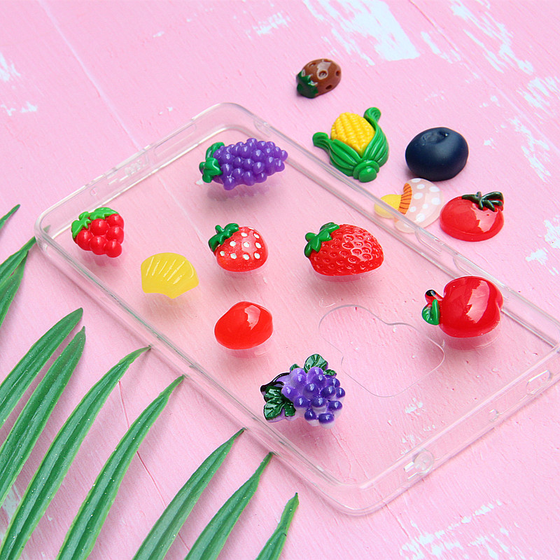 10Pcs/lot Kawaii Fruit Flat back Resin Cabochon Flatbacks Simulation Avocado Grape Craft DIY Scrapbooking Phone Case Decoration