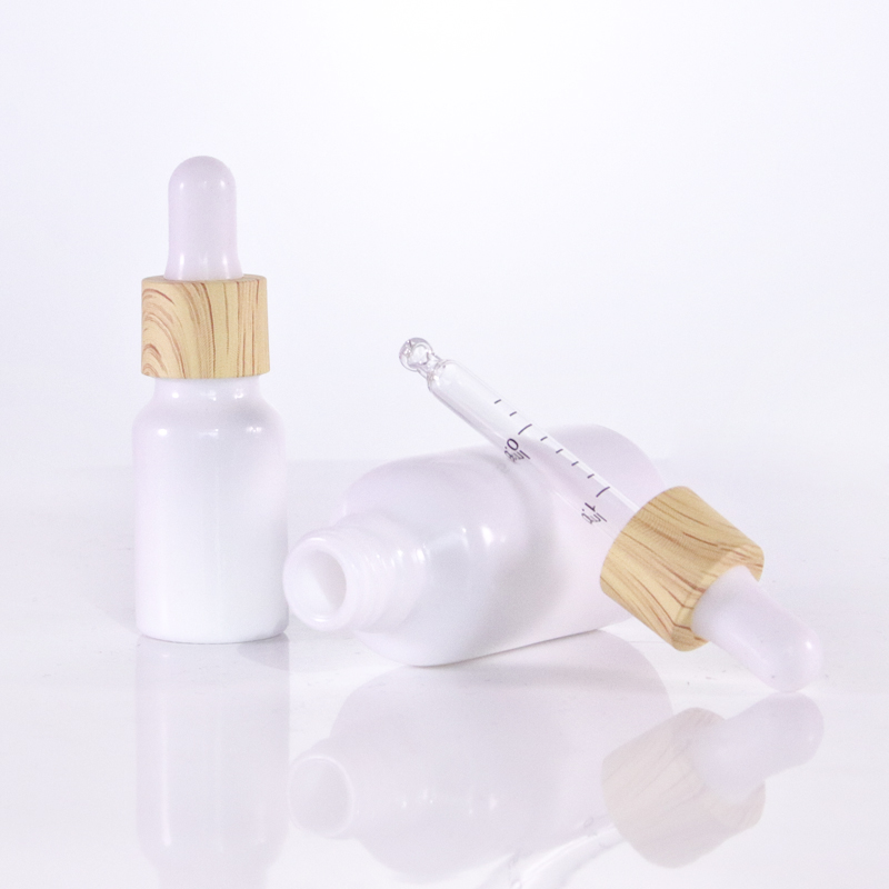 Opal White Glass Bottle With Bamboo Dropper Cap2 Jpg