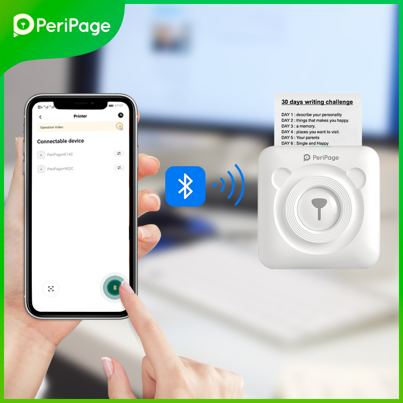 PeriPage Portable Thermal Bluetooth Printer 304dpi Thermal Picture Photo label Mini Printer for Android IOS Mobile Phone A6