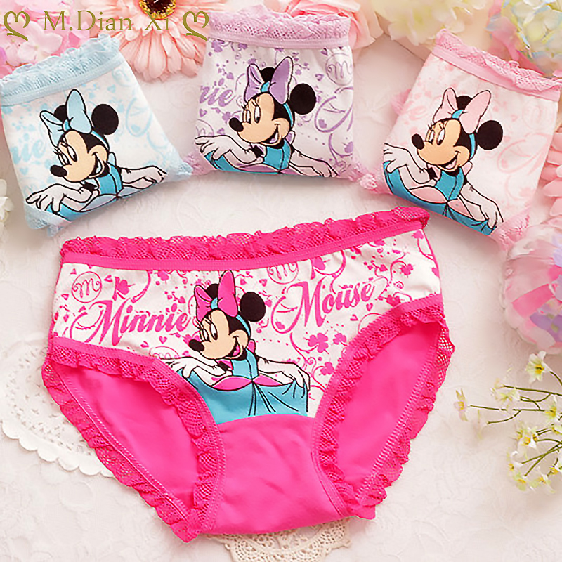 4 Pcs/Lot Cotton Soft Panties for Girls Baby Girls Underwear Cartoon Minnie Briefs Breathable Children Panty Kids Underpants