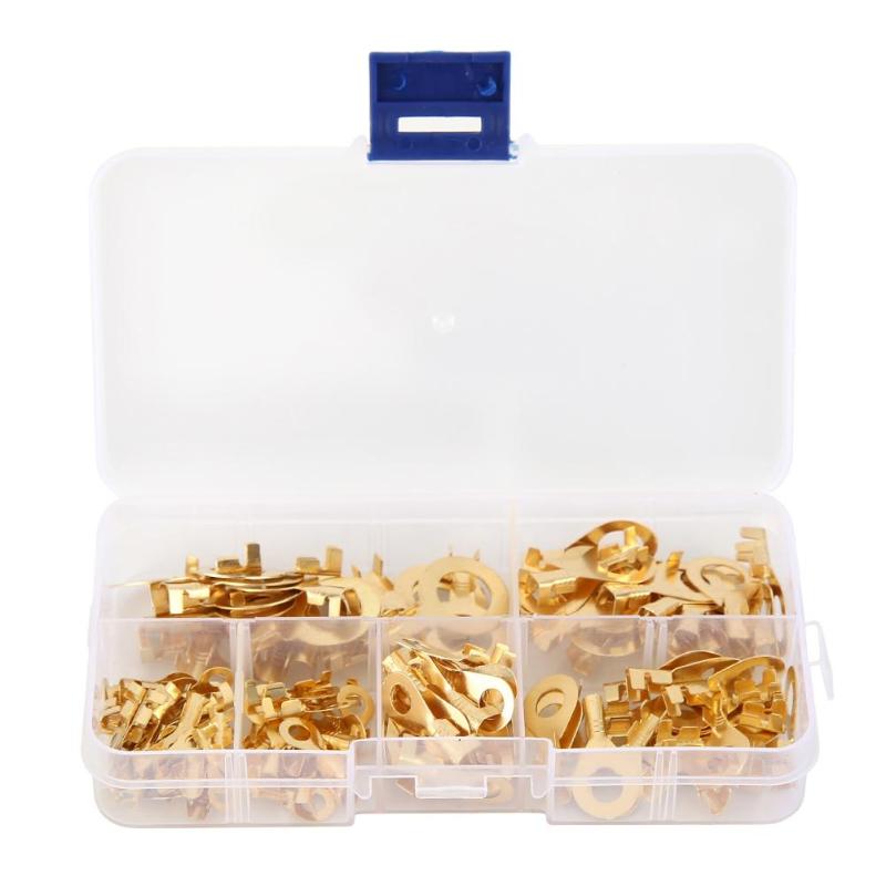 150pcs/set Ring Type Gold Terminals Wire Cable Brass Non-insulated Crimp Electrical Cable Wire Connectors 3.2-10.2mm