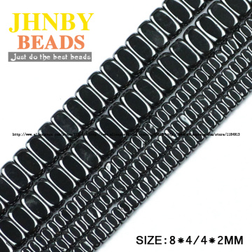JHNBY Rectangle Black Hematite beads Natural Stone Top quality Cuboid Loose bead Stone 4*2/8*4MM For Jewelry bracelet Making DIY