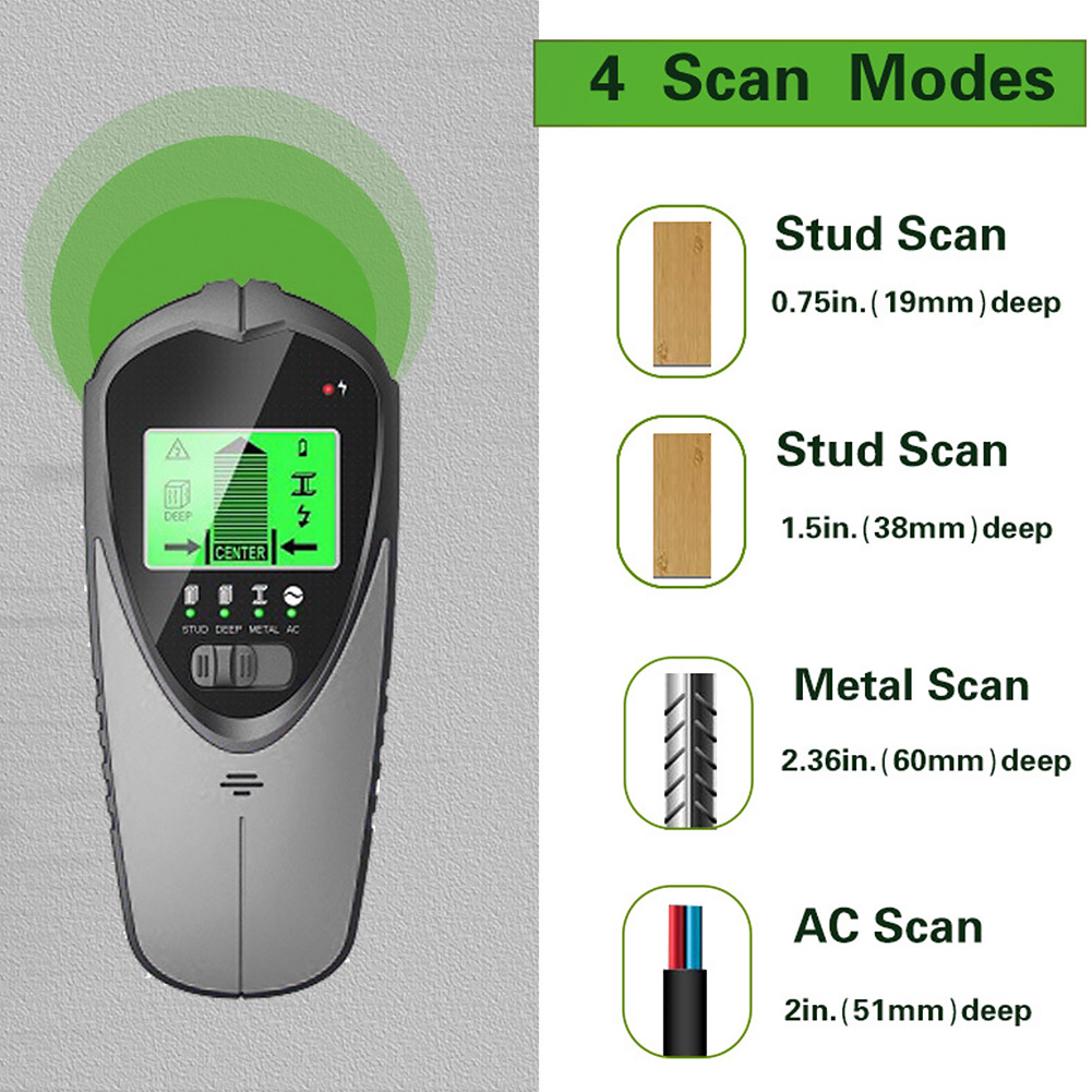 4 In 1 For Wood Accurate Center Joist Detection AC Wire Stud Finder Electronic LCD Display Backlit Sensor Portable Wall Scanner