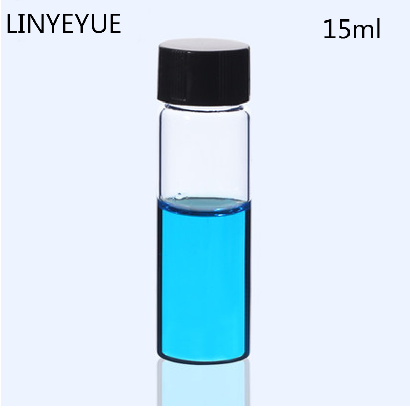 15ml Glass Sample Bottles Essential oil Vial with PE Inner pad Screw Cap Glass Test Tube Laboratory Bottle Supplies Pack 10