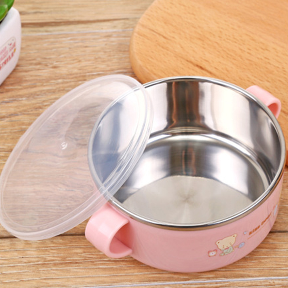 Insulation Stainless Steel Baby Bowl Sets Thermal Tableware Set For Kids Toddlers with Spoon Cover Solid Feeding Dishes