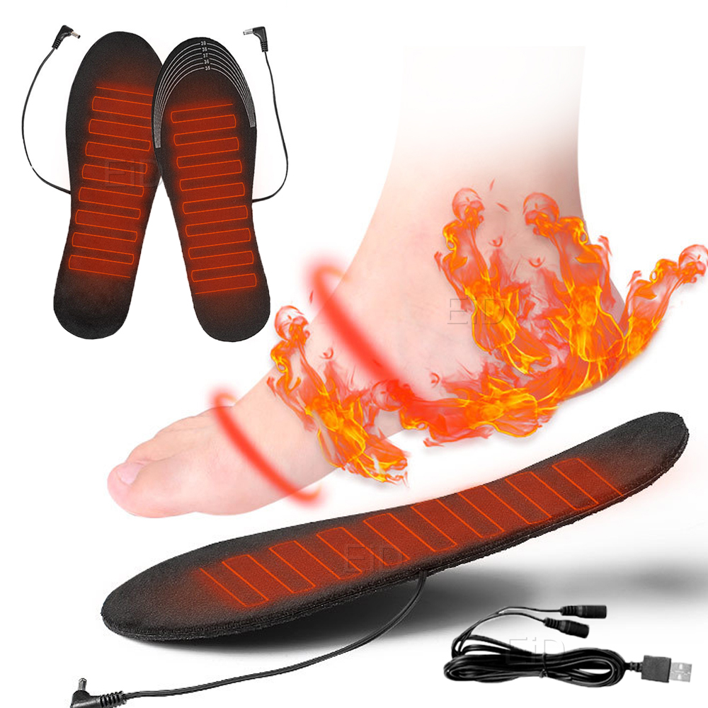 EiD USB Heated Shoe Insoles Electric Foot Warming Pad Feet Warmer Sock Pad Mat Winter Outdoor Sports Heating Insoles Winter Warm