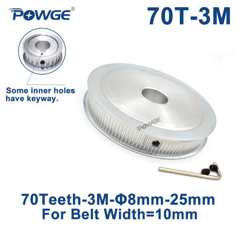 POWGE 70 Teeth HTD 3M Synchronous Pulley Bore 8/10/12/14/15/16/17/19/20/25mm for Width 10mm HTD3M Timing belt pulley 70T 70Teeth