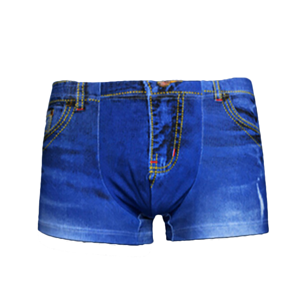 Mens Shorts Boxers Denim Pattern Fake Jeans Print Cotton Men Briefs Underwear Underpants Summer Male Sexy U Convex Pouch Boxer