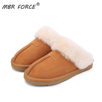 MBR FORCE Natural Fur Slippers Fashion Female Winter Slippers Women Warm Indoor Slippers Quality Soft Wool Lady Home Shoes