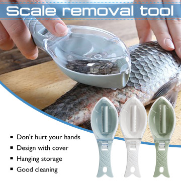 Household Kitchen Tools Fishs Scale Scraper Remover With Lid Scraping Fish Cleaning Tool Lid Kitchen Accessories 1pc#40