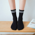 Hot Cotton Women Socks Two Stripes Sport Sock School Student Funny Non-slip Sock Fashion White Protect the Ankle Harajuku Korean