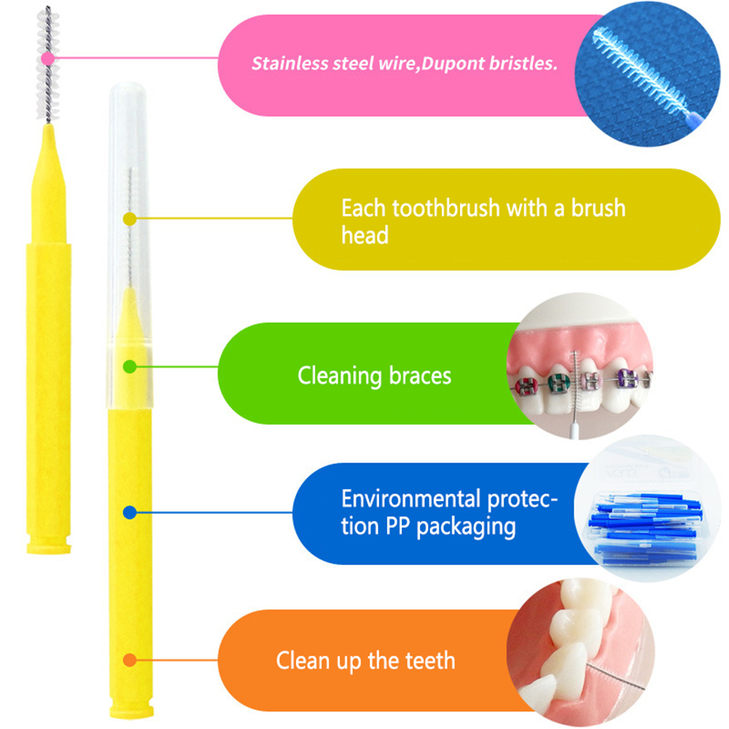 30 Pcs I Shaped Interdental Brush Denta Floss Interdental Cleaners Orthodontic dental teeth Brush Toothpick Oral Care tool