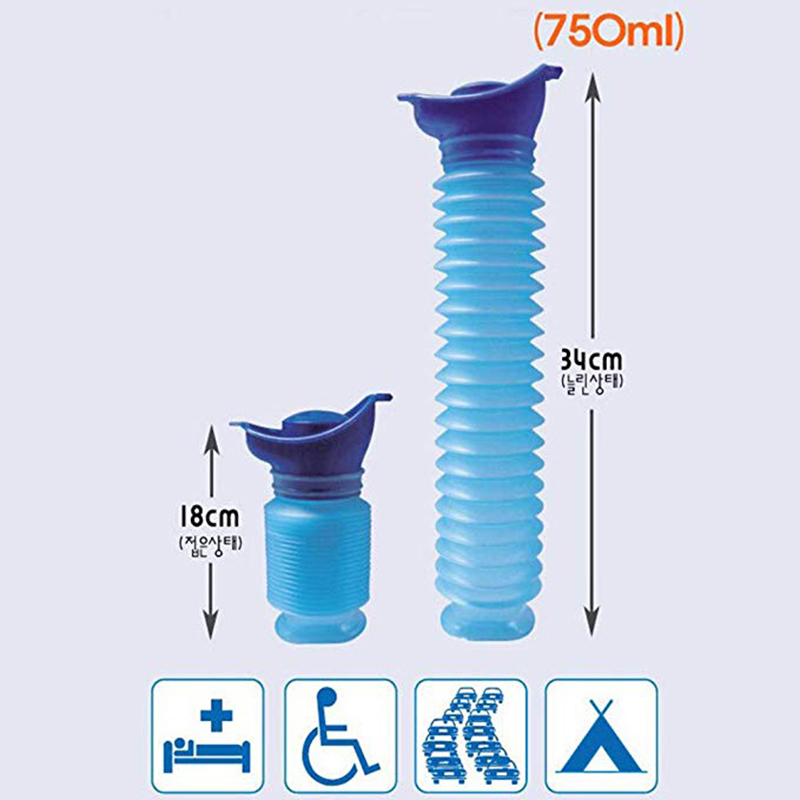 High Quality Male & Female Emergency Portable Urinal Go out Travel Camping Car Toilet Pee Bottle 750ml Blue Urinal 1Pc