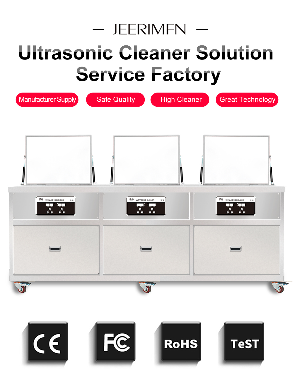 Triple Tanks 175L Industry Ultrasonic Cleaner Bath Power Time Heat Adjust Rinsing Dry Spray DPF Oil Dust Remove Sonic Clean