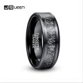 8mm Width Tungsten Carbide Men's Ring Electroplated Black Inlaid Black Imitation Vermiculite Tungsten Steel Ring
