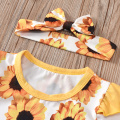 2020 Baby Summer Clothing Toddler Girl Romper Sunflower Headband Cute Showy Baby Photography Clothing Jumpsuits