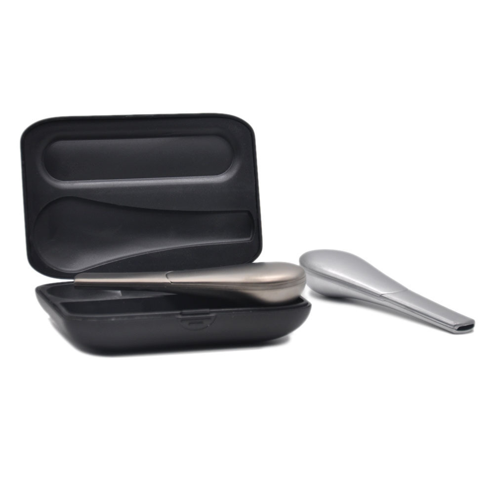 Removable tobacco cigarette tube smoking pipe boxed zinc alloy bowl spoon shape portable pipe with cigarette case