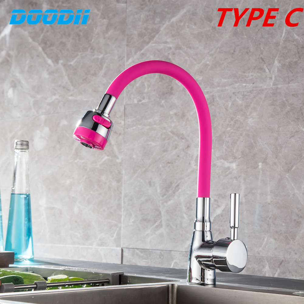 Zinc Alloy Silica Gel Nose Any Direction Kitchen Faucet Cold and Hot Water Mixer Torneira Cozinha Crane Single Handle Tap DOODII