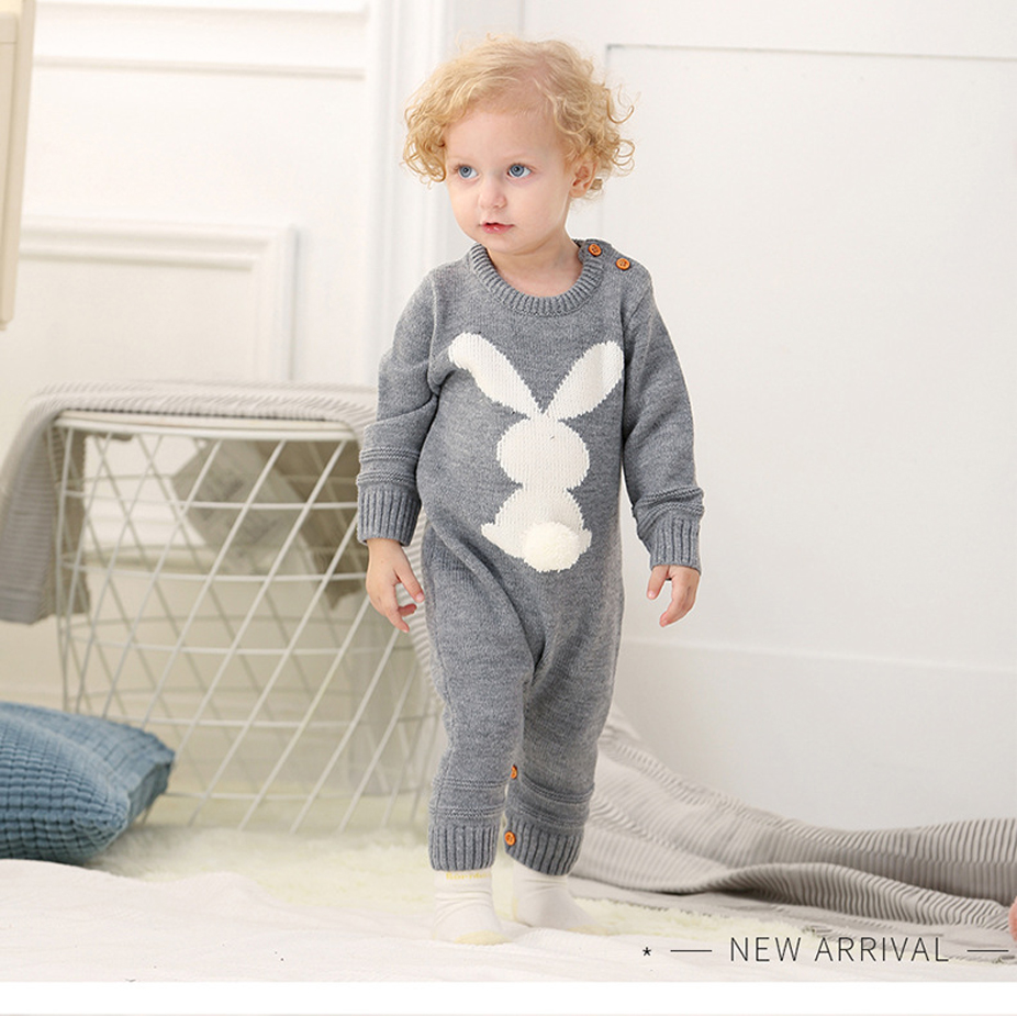 Baby Rompers Baby Boy Jumpsuit Overalls Baby Girls Clothes Autumn Knit Cute Cartoon Rabbit Newborn Clothes For Infant Clothing
