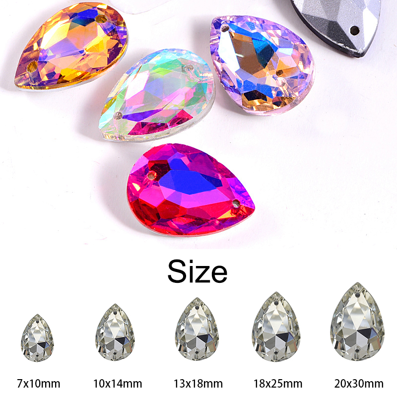 Nice Glass Crystal Sew On Rhinestone Teardrop High Quality Pointback Best Diamond Droplet Sewing Rhinestone For Garment B1039