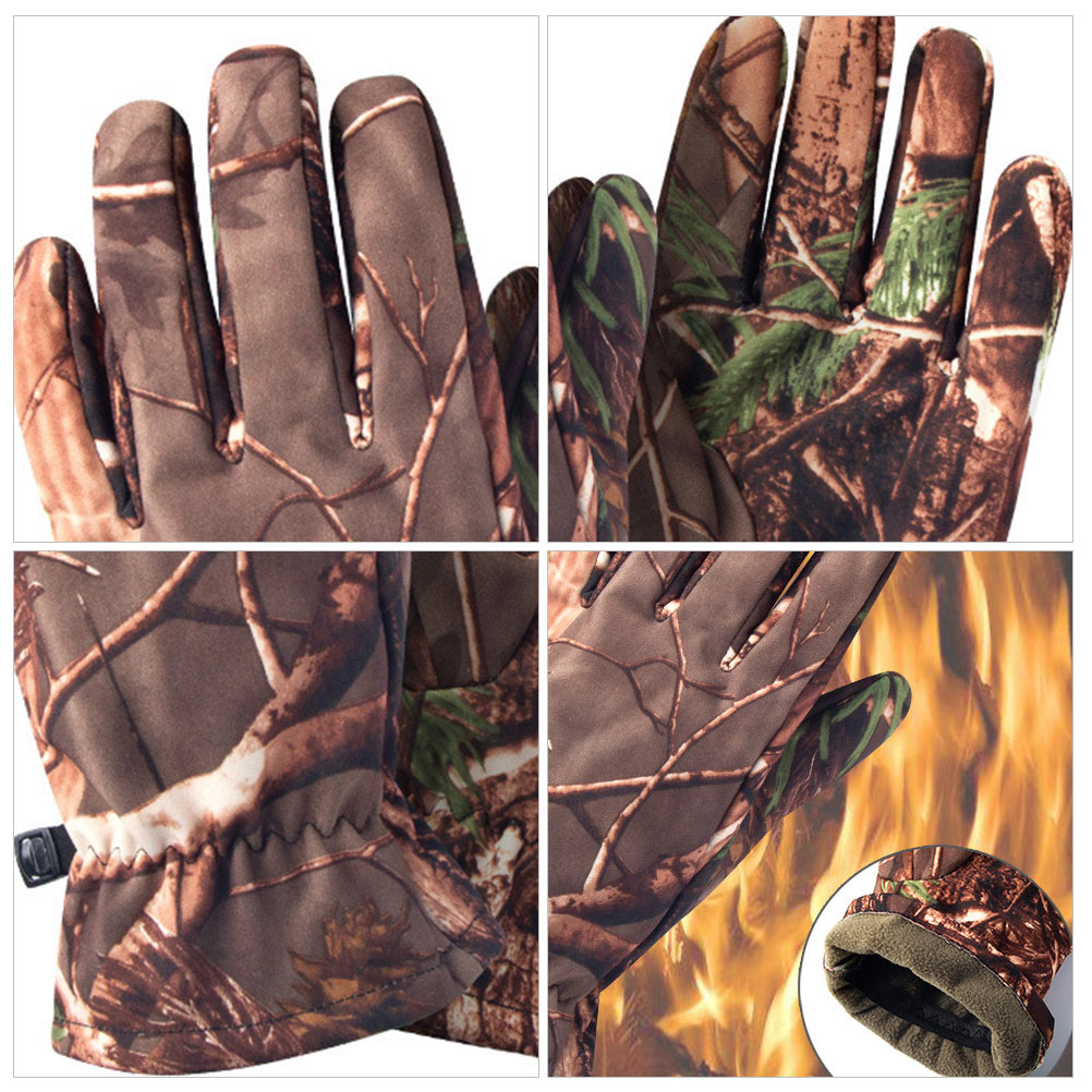 1 Pair Of Camo Hunting Gloves Full Finger Gloves Outdoor Hunting Camouflage Gear For Hunting